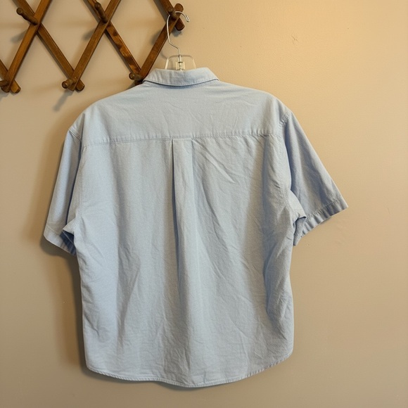 Vintage Andrea Blue Floral Embroidered Shoulder Pad Top XL - Picture 3 of 9